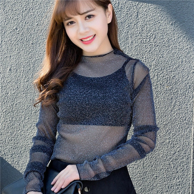 Harajuku Mesh Top Transparent net shirt - SD-style-shop