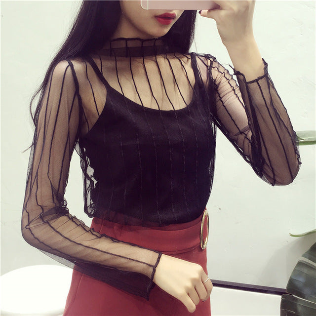 Harajuku Mesh Top Transparent net shirt - SD-style-shop