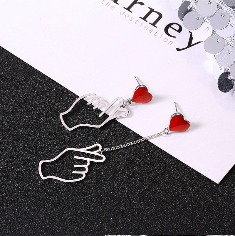 Asymmetric fingerheart Earrings - SD-style-shop