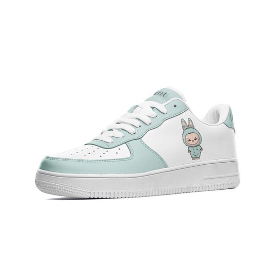 Labubu Unisex Low Top Leather Sneakers- mint green