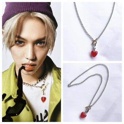 Stray Kids Red Love Pendant Necklace