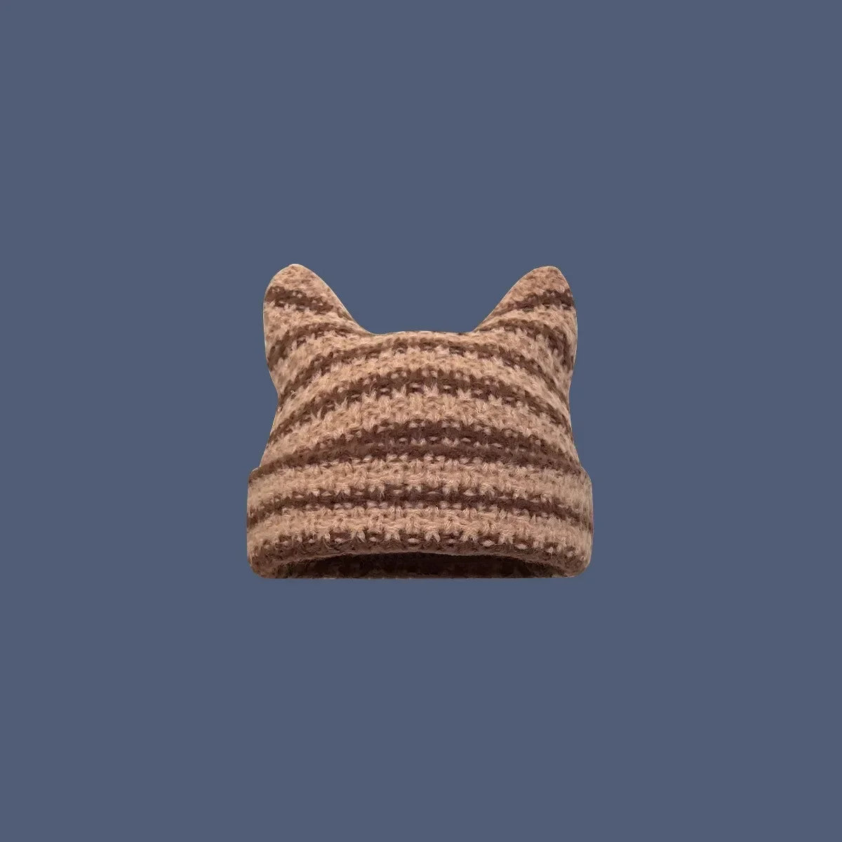 Stray Kids Black and White Striped Knitted Cat Ears Hat