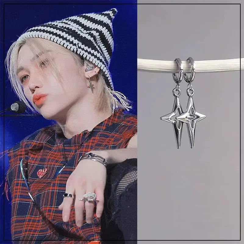 Stray Kids Felix Hollow Cross Earrings