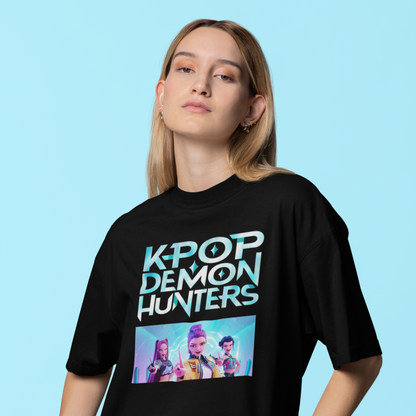 Black Kpop Movie Tshirt, Demon Hunters Shirt, Huntrix t Shirt,  Kpop T Shirt, Demon Hunter Merch, Gift For Kpop Fan, Kpop Movie Shirt