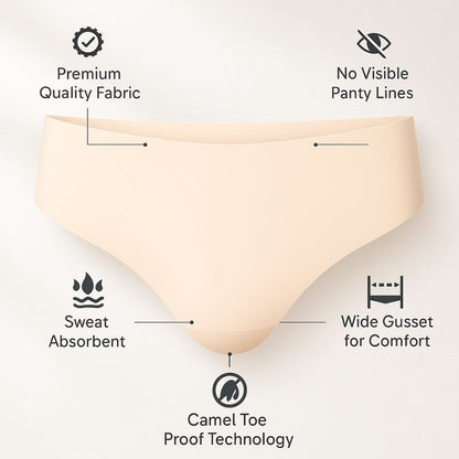 Invisible Camel Toe Proof Thong Mid Rise | Seamless & Sweatproof