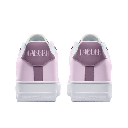 Kawaii Low Top Leather Labubu Sneakers- purple