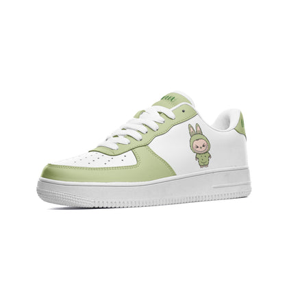 Kawaii Low Top Leather Labubu Sneakers- green