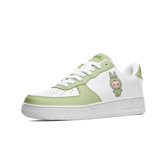 Kawaii Low Top Leather Labubu Sneakers- green