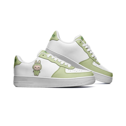 Kawaii Low Top Leather Labubu Sneakers- green