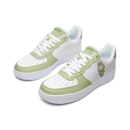 Kawaii Low Top Leather Labubu Sneakers- green