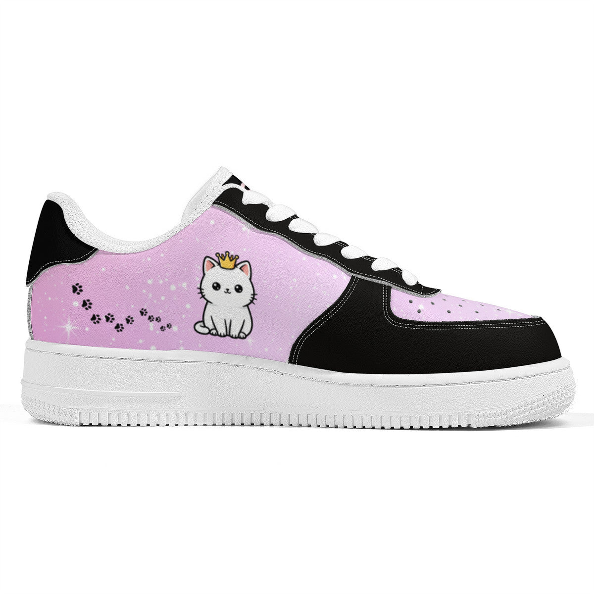 Black & Pink Cat Low-Top Sneakers