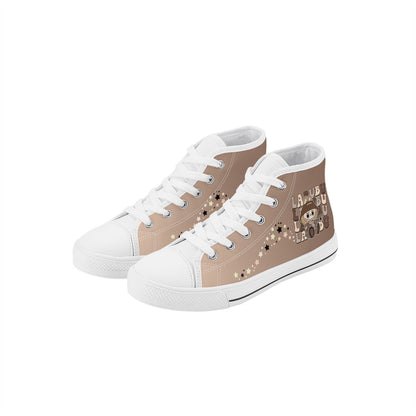 Kids High Top Canvas Shoes Labubu Brown Sneakers