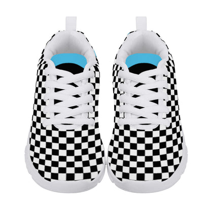 Kids Dance Sneakers - Checkered Black - White - Blue