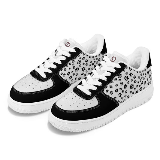 Black & White Cat Paw Print Low-Top Sneakers