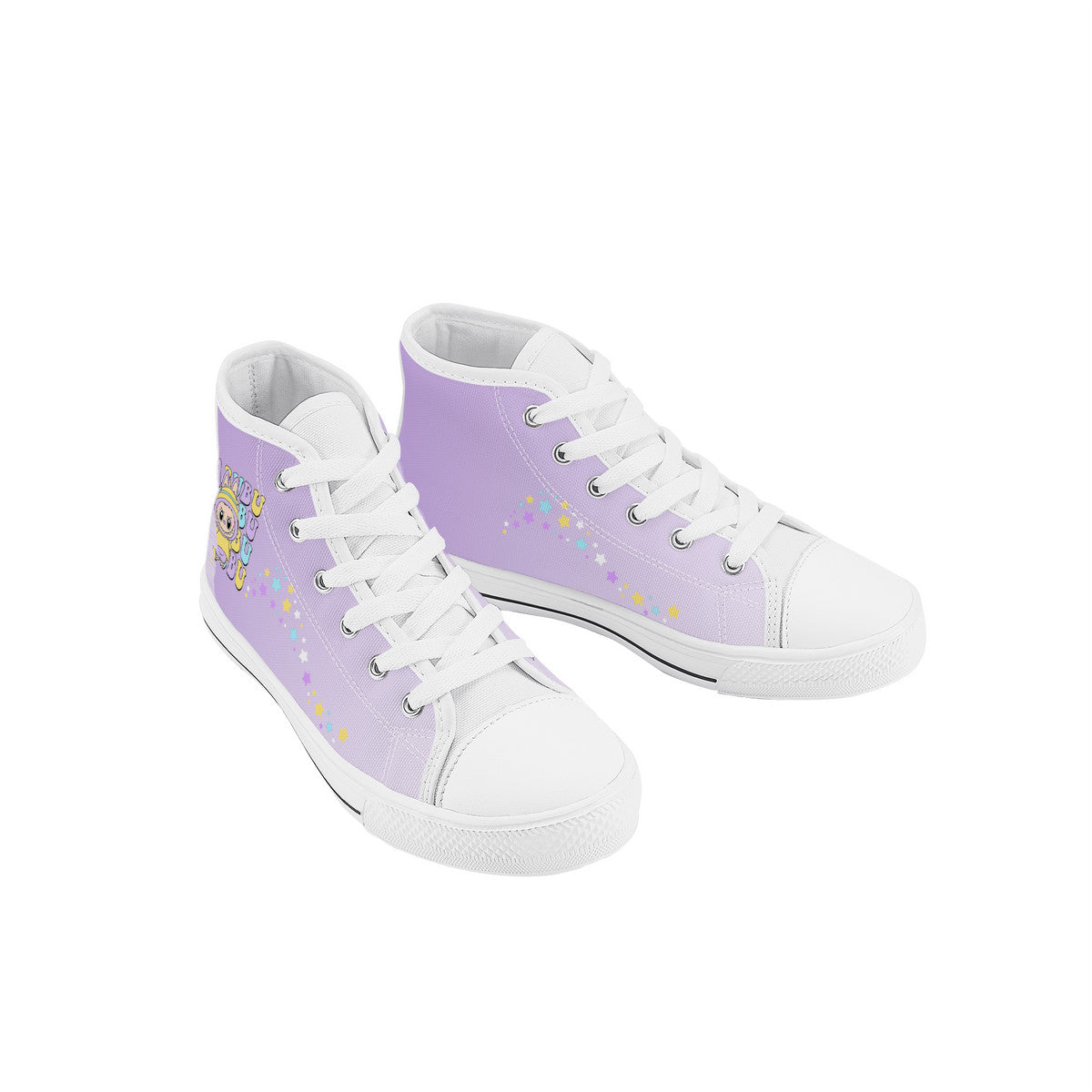 Kids High Top Canvas Shoes Labubu Purple Sneakers