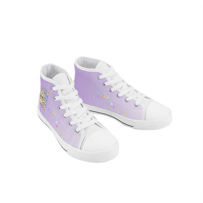 Kids High Top Canvas Shoes Labubu Purple Sneakers