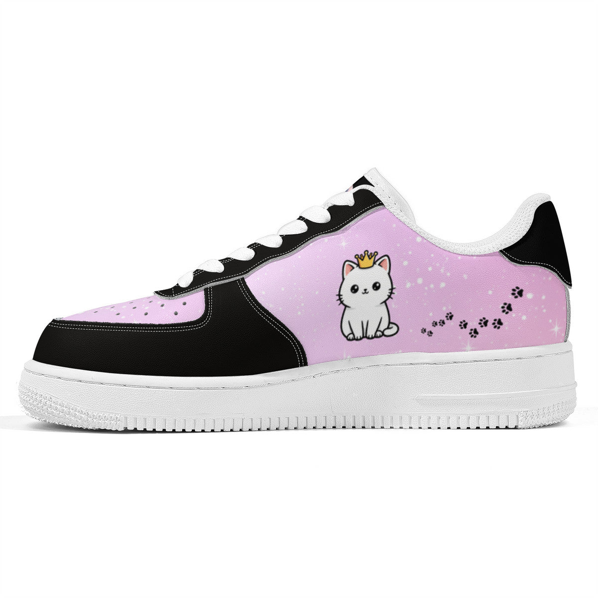 Black & Pink Cat Low-Top Sneakers