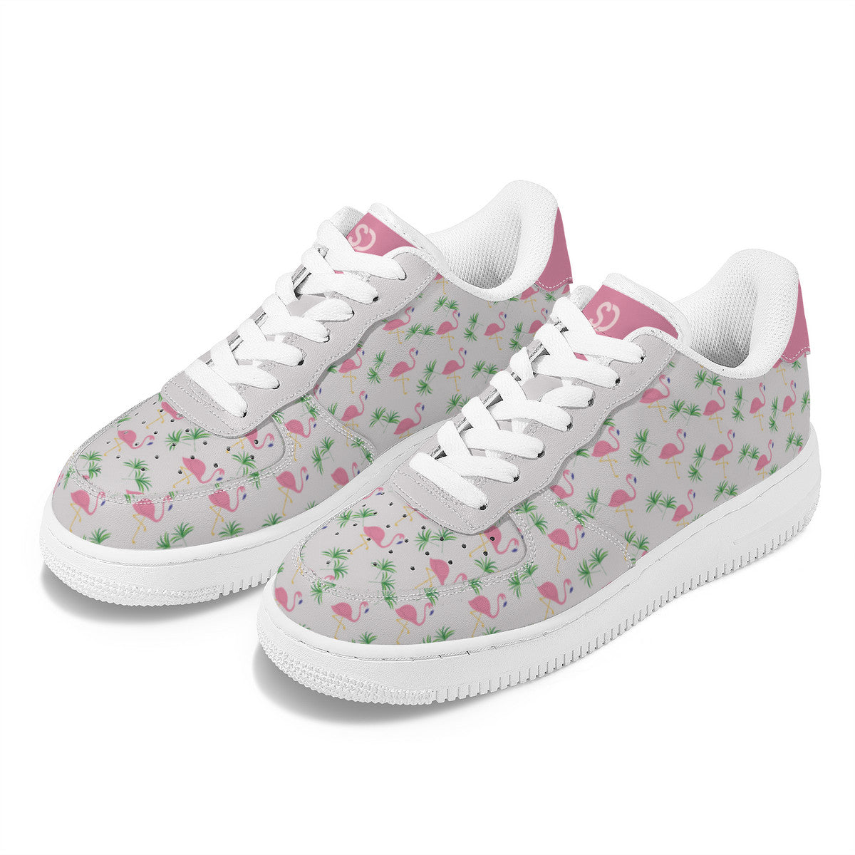 Grey Flamingo Low-Top Sneakers