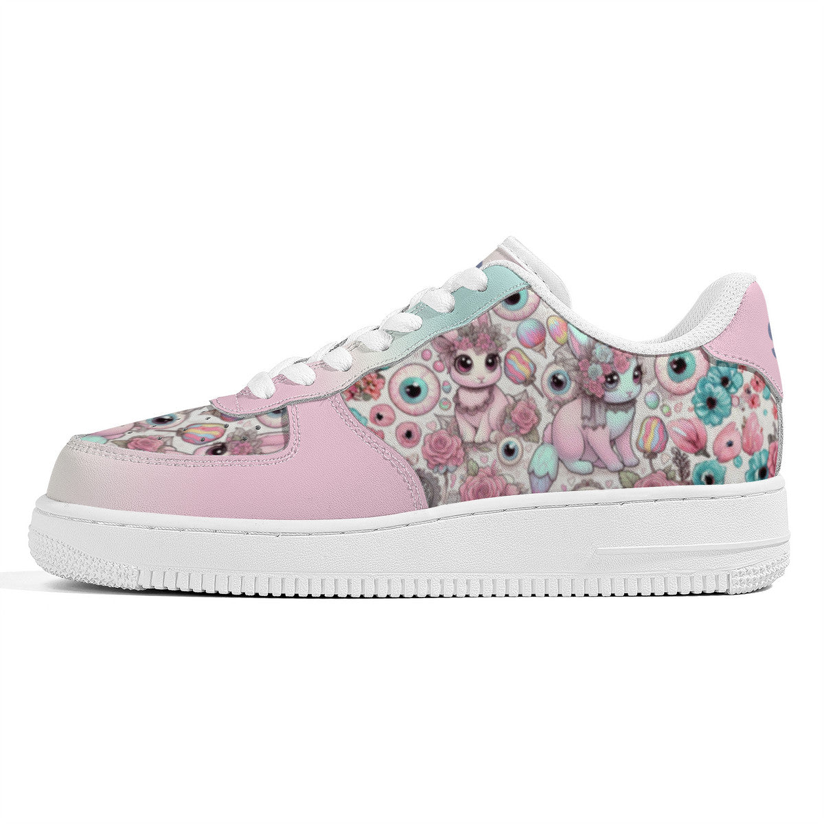 Bunny & Eyeballs Low Top Sneakers – Pastel Kawaii Goth Style