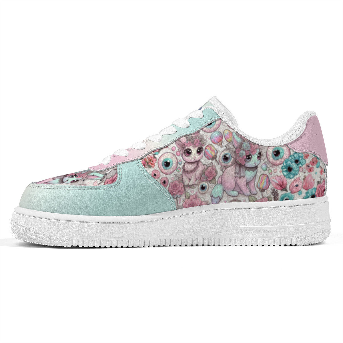 Bunny & Eyeballs Low Top Sneakers – Pastel Kawaii Goth Style