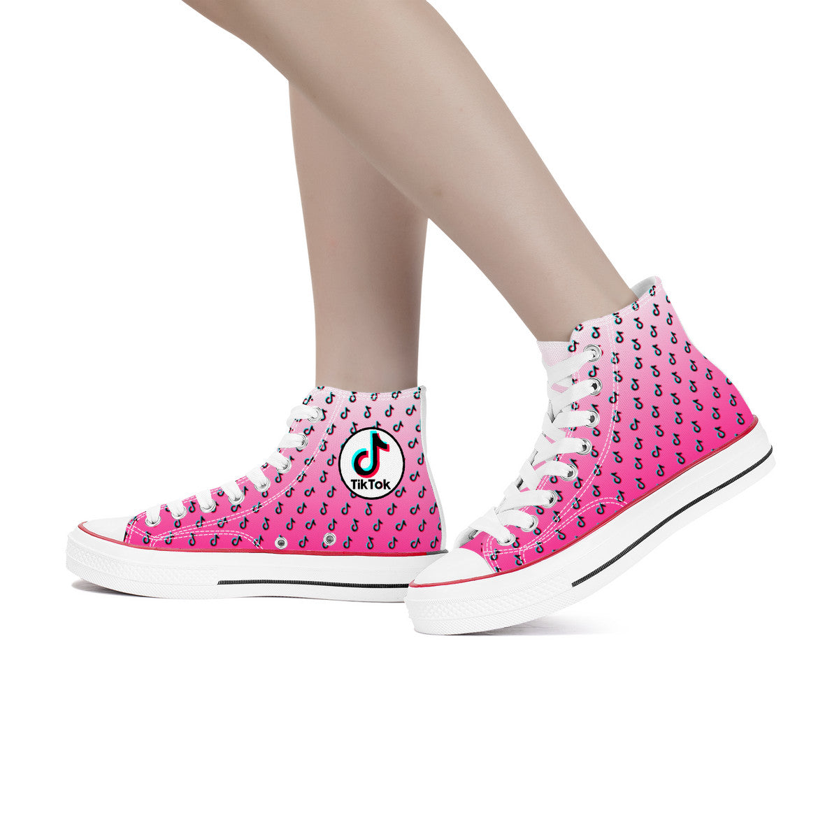 TikTok High Top Canvas Shoes - Pink TikTok Sneakers - SD-style-shop