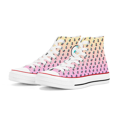 TikTok High Top Canvas Shoes - Pink and Yellow TikTok Sneakers - SD-style-shop