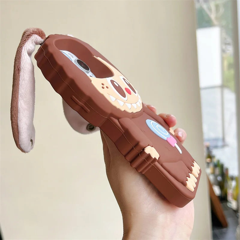 Labubu Brown long ear Phone case For iPhone