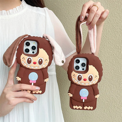 Labubu Brown long ear Phone case For iPhone