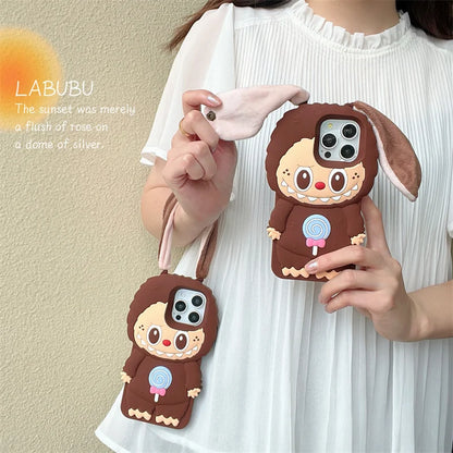 Labubu Brown long ear Phone case For iPhone