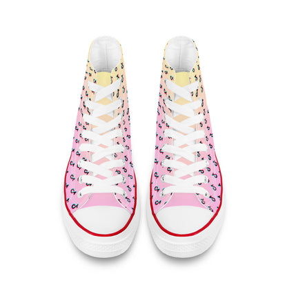 TikTok High Top Canvas Shoes - Pink and Yellow TikTok Sneakers - SD-style-shop