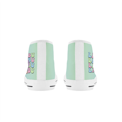 Kids High Top Canvas Shoes Labubu  Rainbow Sneakers