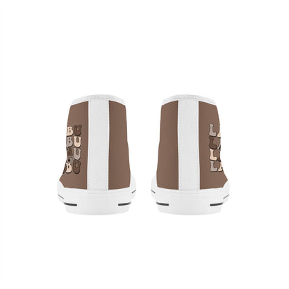 Kids High Top Canvas Shoes Labubu Brown Sneakers