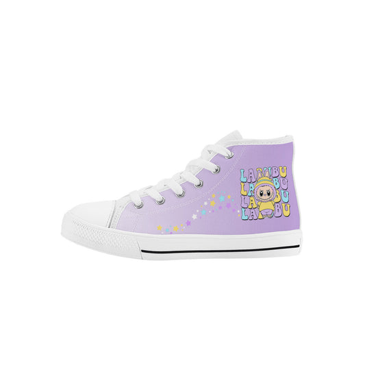 Kids High Top Canvas Shoes Labubu Purple Sneakers