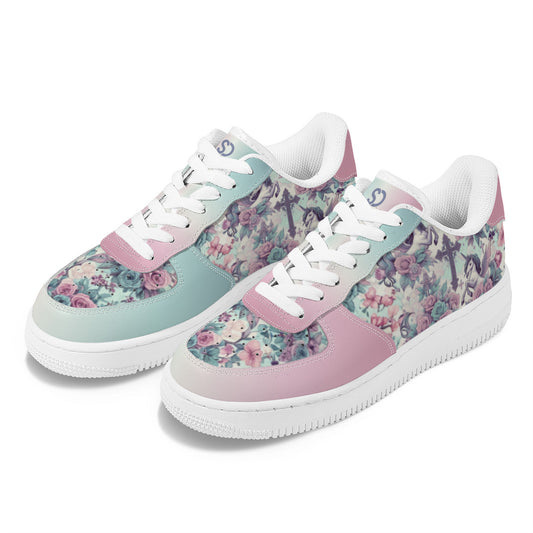 Unicorn & Flowers Low Top Sneakers – Pastel Dreamy Style