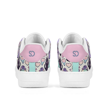 Pastel Goth Cat Print Low Top Sneakers