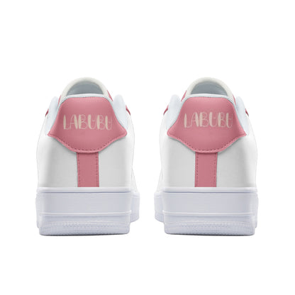 Kawaii Low Top Leather Labubu Sneakers- pink