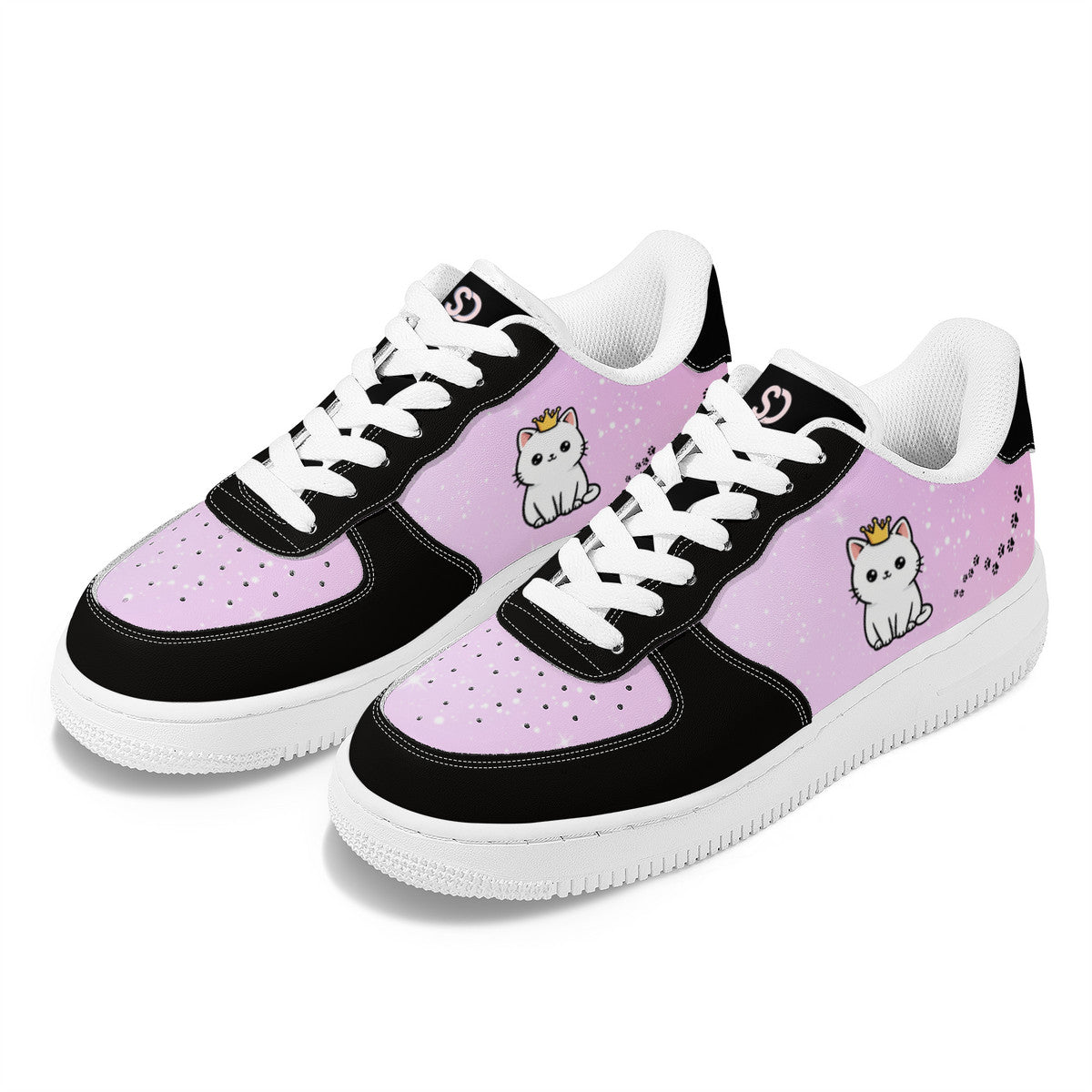 Black & Pink Cat Low-Top Sneakers
