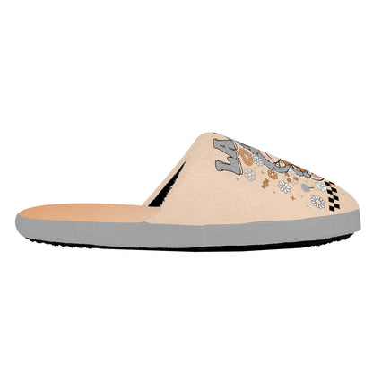 Beige Labubu Monster Slippers – Soft Indoor Shoes with Non-Slip Soles