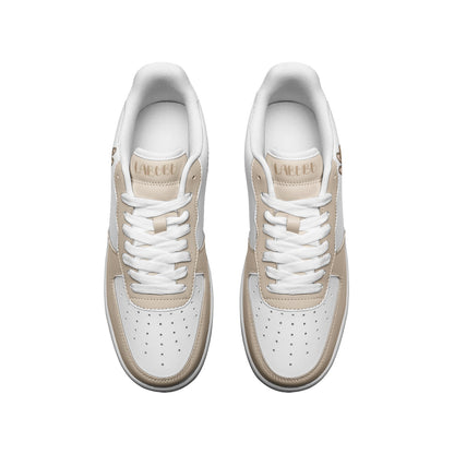 Kawaii Low Top Leather Labubu Sneakers- beige