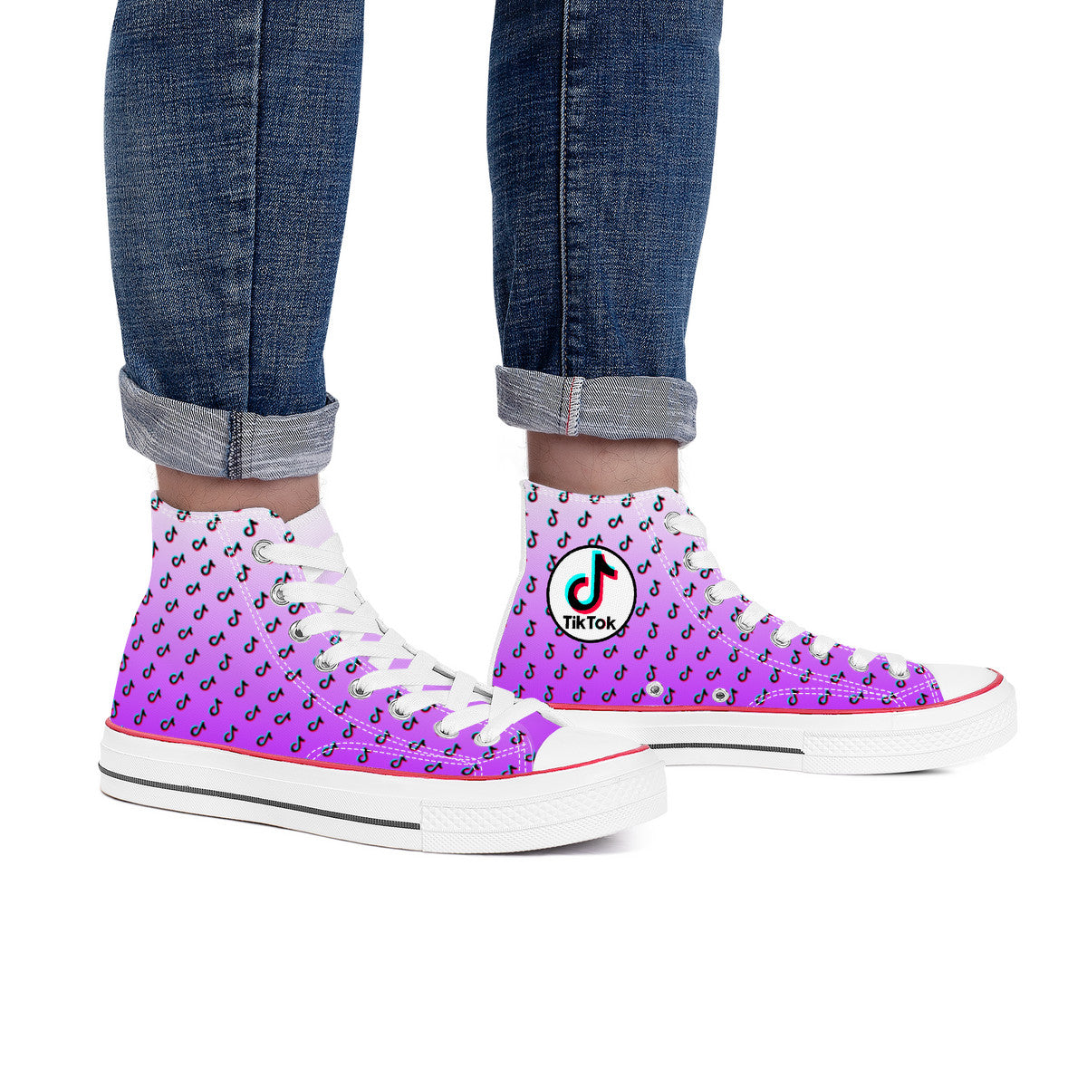 Tiktok High Top Canvas Shoes - Purple TikTok Sneakers - SD-style-shop