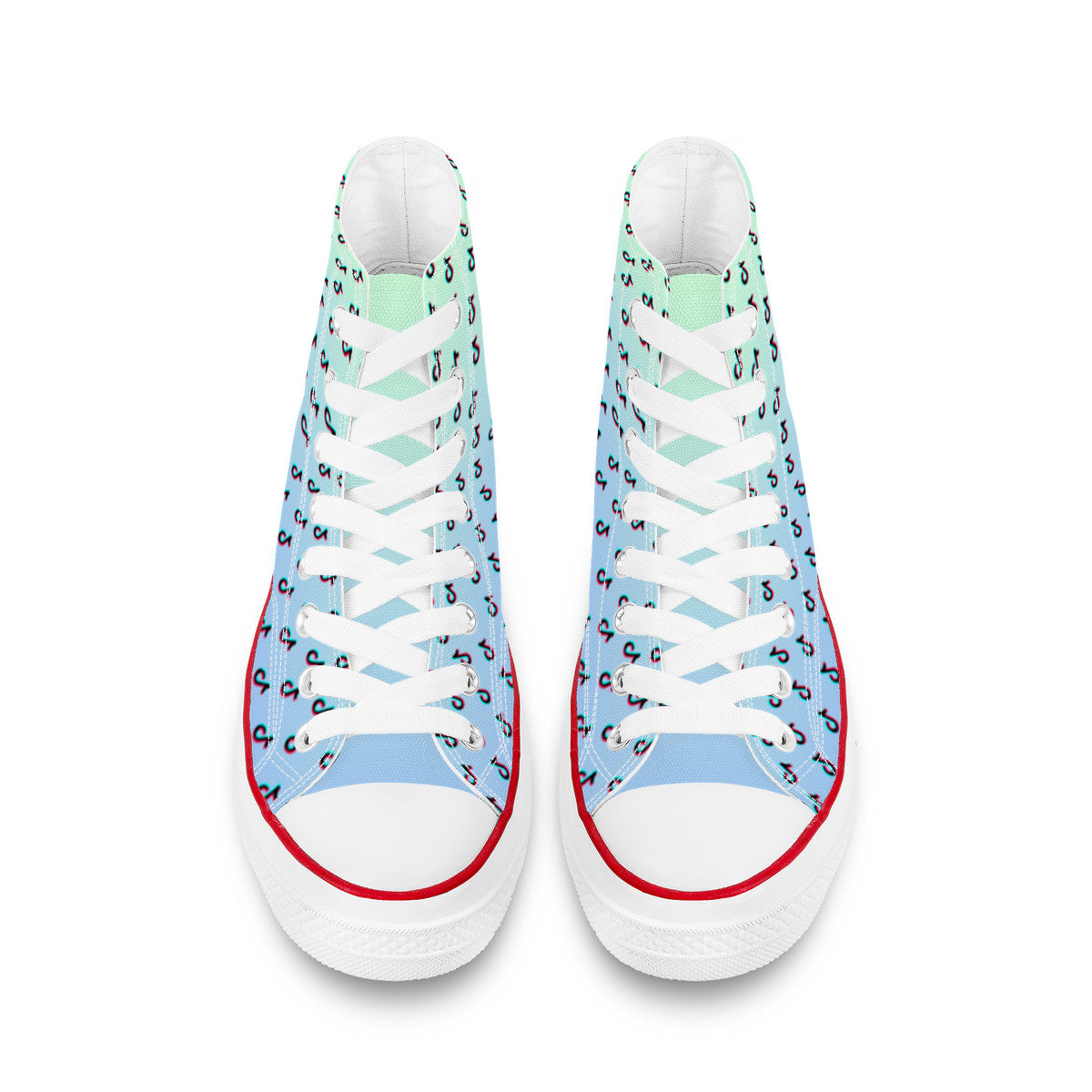 TikTok High Top Canvas Shoes - Blue and Green Tiktok Sneakers - SD-style-shop