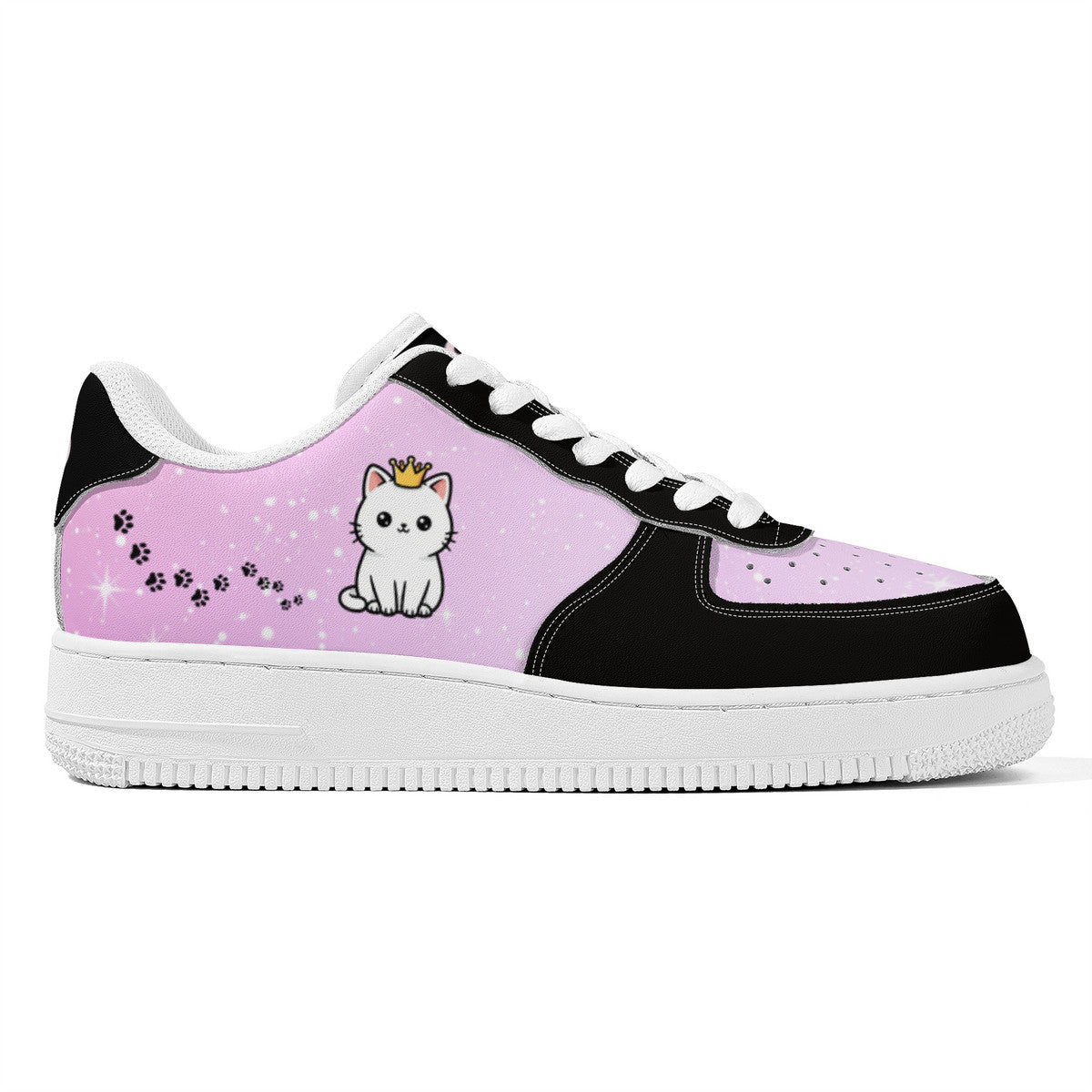 Black & Pink Cat Low-Top Sneakers