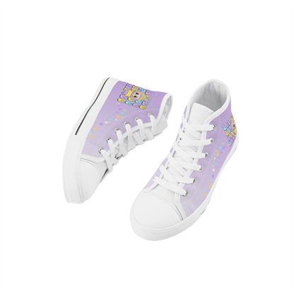 Kids High Top Canvas Shoes Labubu Purple Sneakers