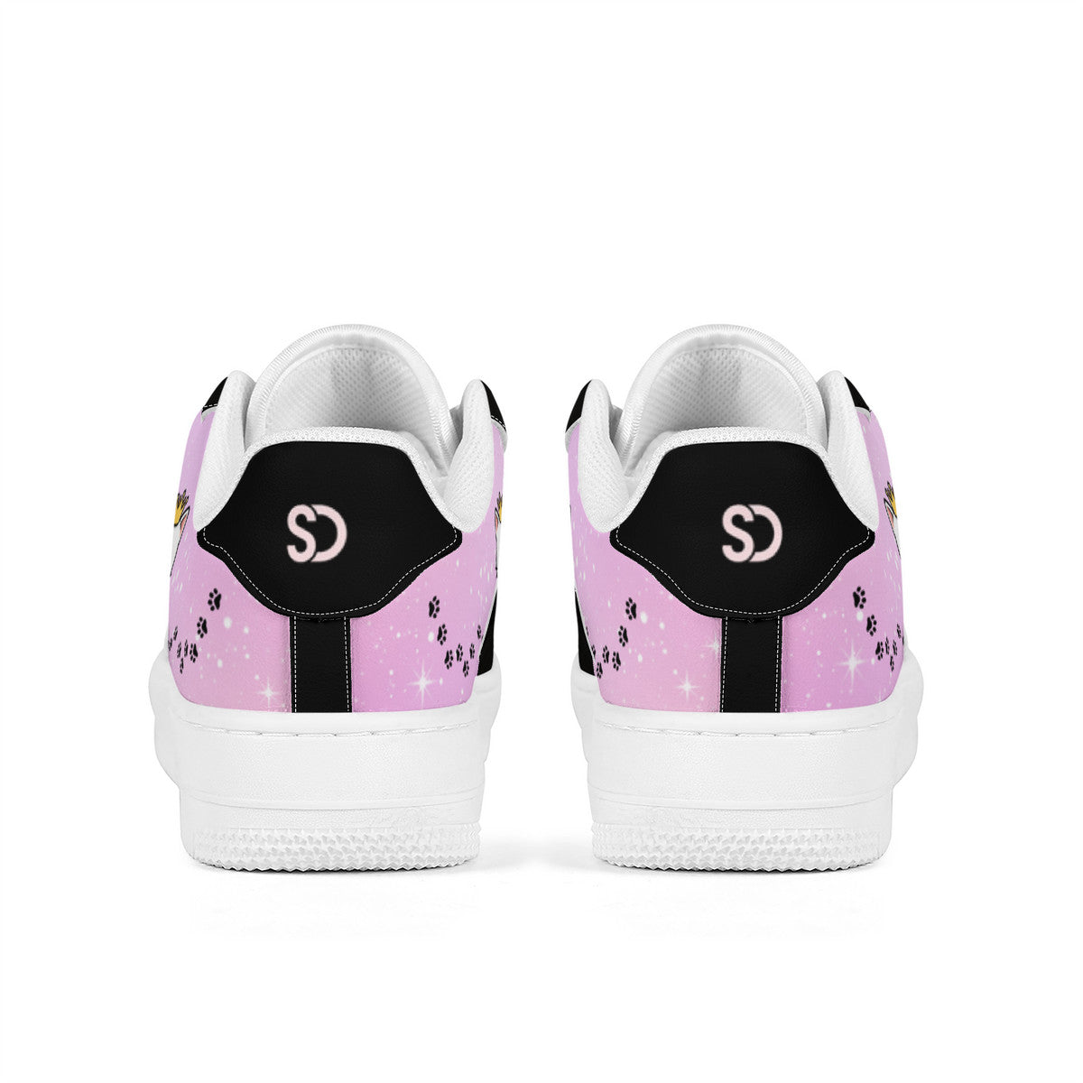 Black & Pink Cat Low-Top Sneakers