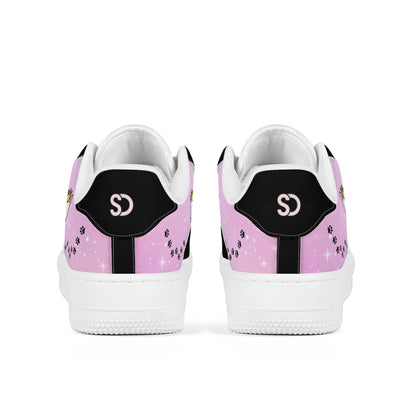 Black & Pink Cat Low-Top Sneakers