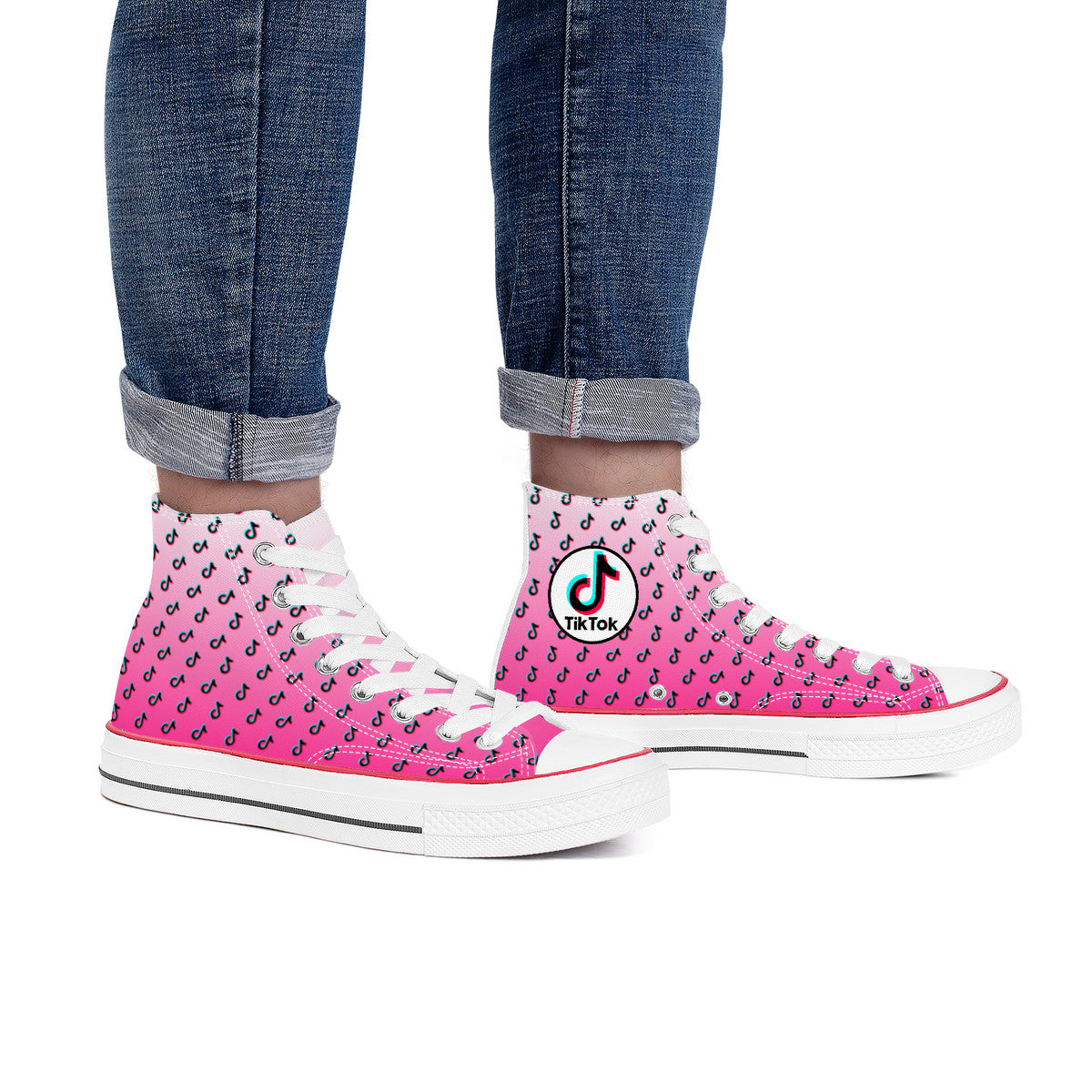 TikTok High Top Canvas Shoes - Pink TikTok Sneakers - SD-style-shop