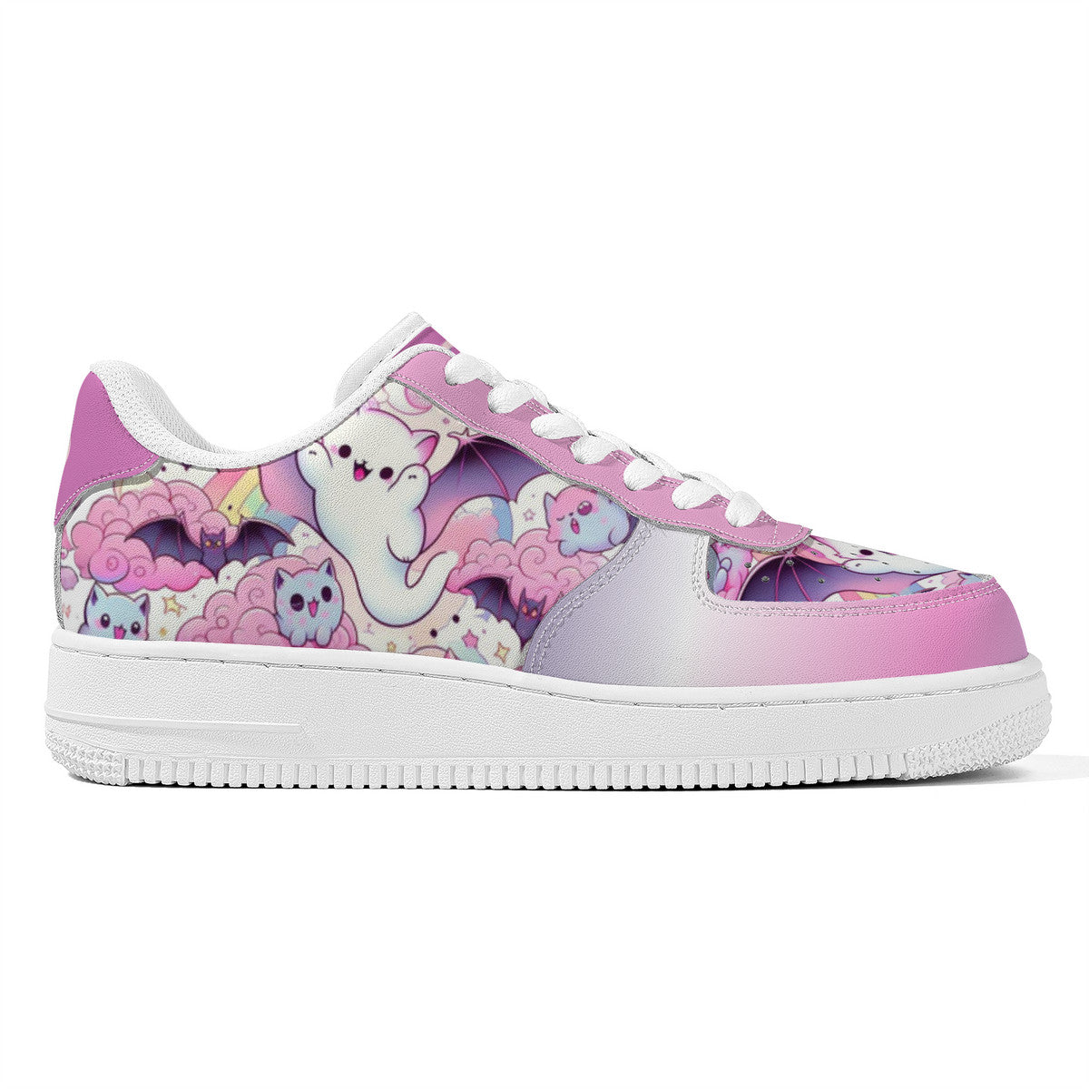 Cute Ghost & Bats Low Top Sneakers – Kawaii Goth Style