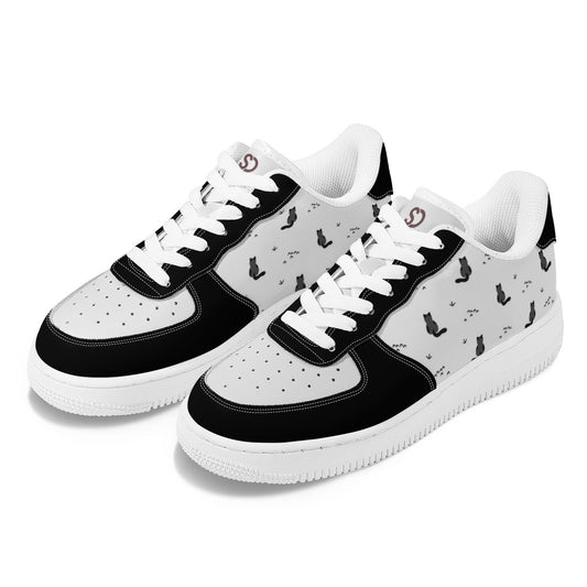 Black & White Cat Low-Top Sneakers
