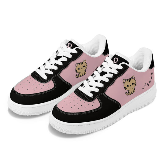 Black & Peach Cat Low-Top Sneakers – Kawaii Style