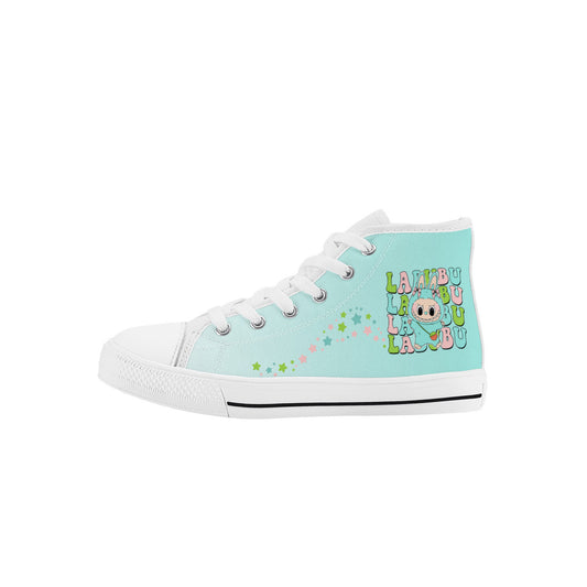Kids High Top Canvas Shoes Labubu Green Sneakers